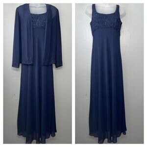Alex Evenings Size 6 Petite Navy Babydoll Beaded Prom Dress Fairy Y2K Whimsigoth